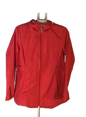 Jones New York Red Hooded Windbreaker Jacket Women’s SZ L NWT